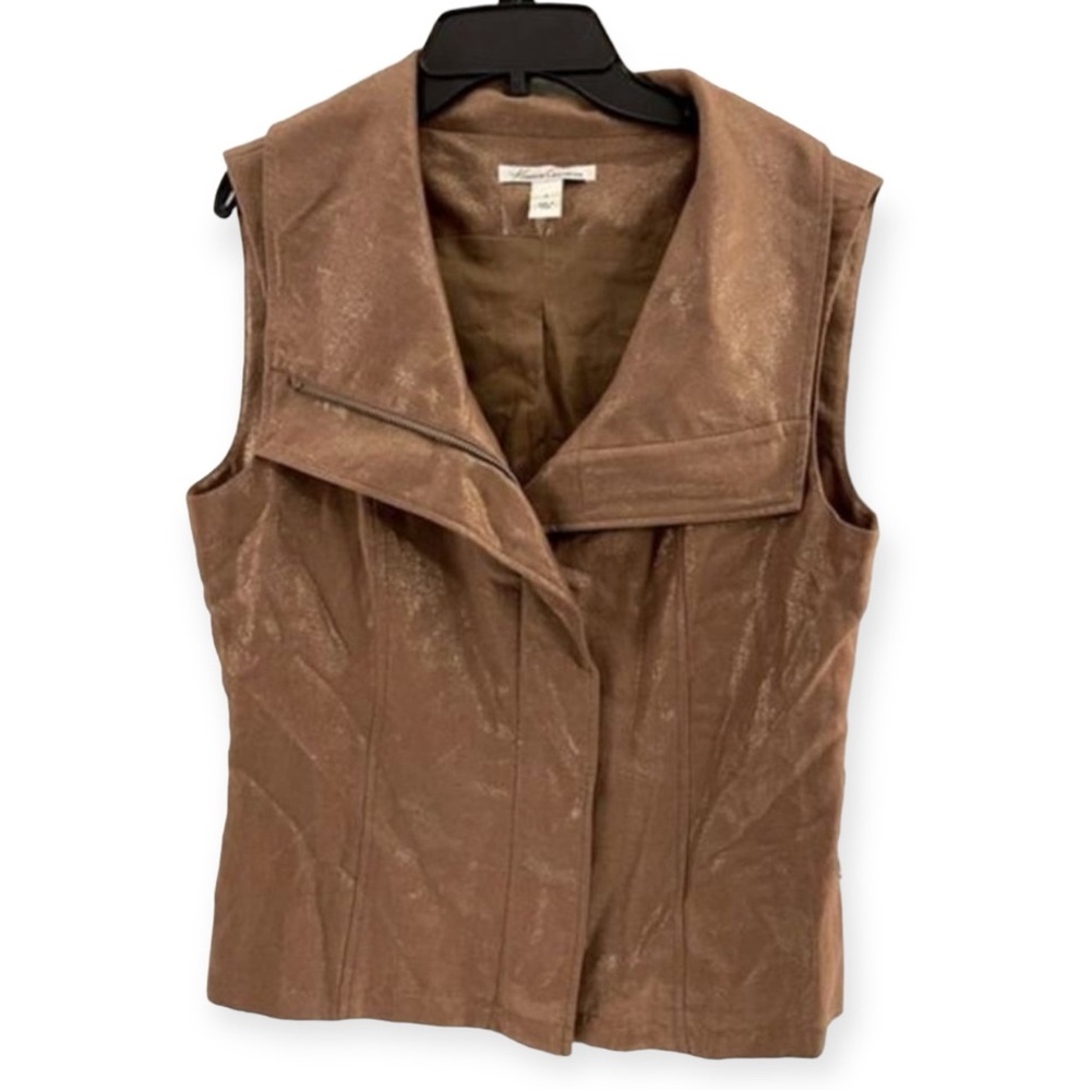 Kenneth Cole Women’s Zippered Vest Bronze/Gold Sheen Size S